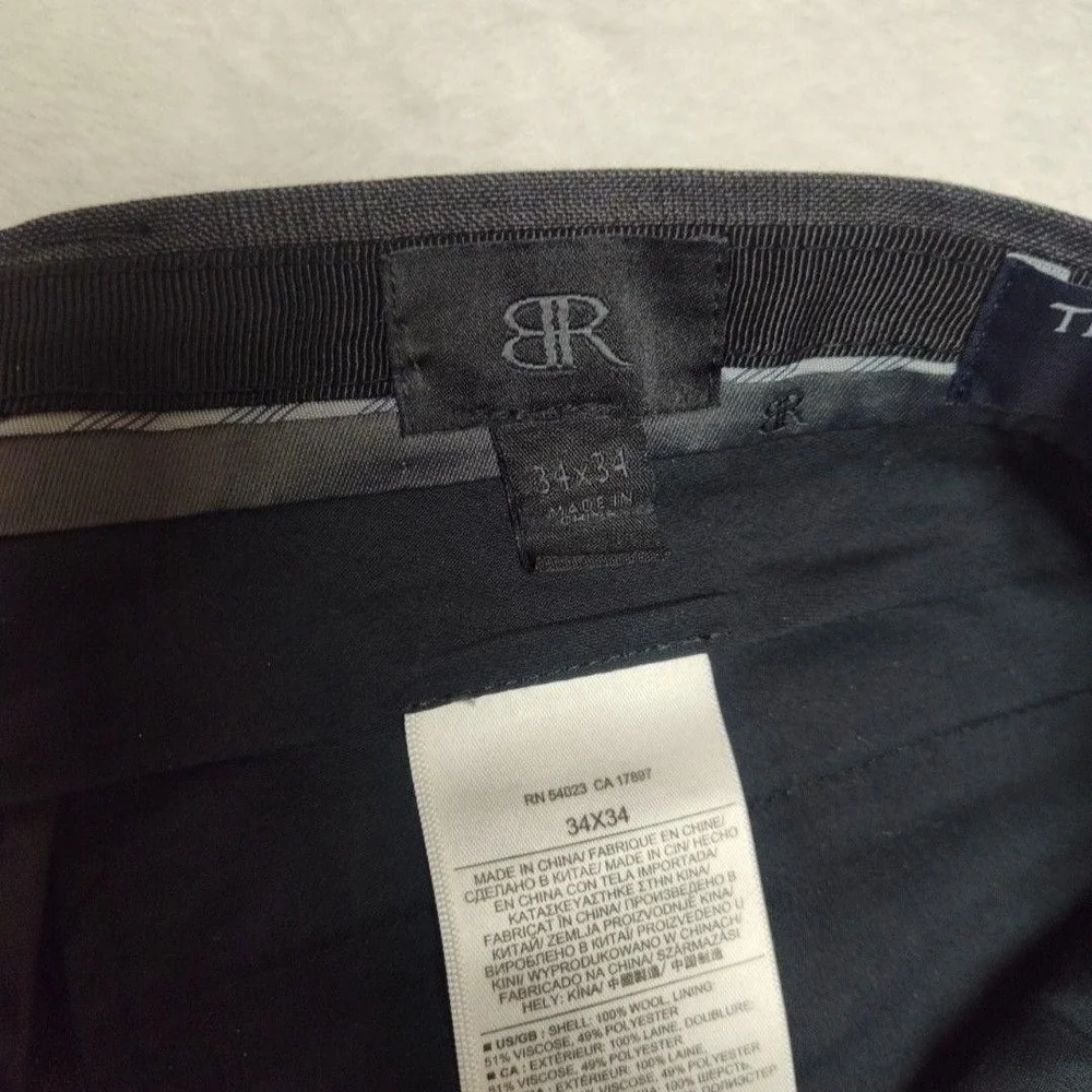 Banana Republic Pants Mens 34x34 Gray Plaid Wool Trabaldo Togna‎ Slim